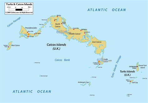 detailed political map  turks  caicos islands  ezilon maps