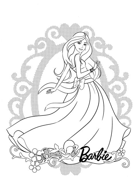 barbie princess coloring page youngandtaecom   cartoon