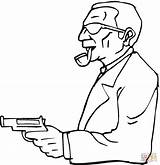 Mafia Coloring Pages Gun Dangerous Man Printable Drawing Main sketch template