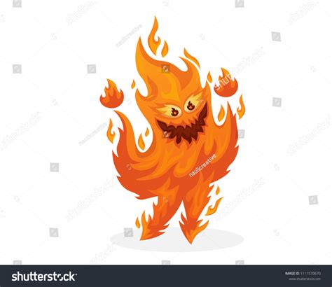 cute cheerful fire monster cartoon character stock vector royalty