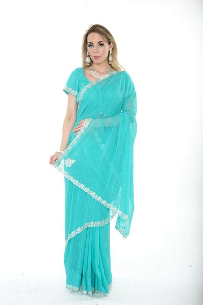 stunning sky blue ready made pre stiched sari saris and things