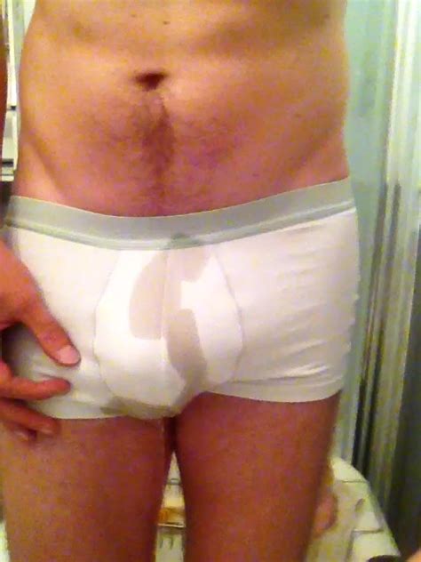 guy pisses himself in white underwear
