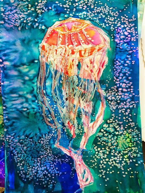 smart class april showers  jellyfish watercolor resist ocean art