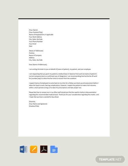 medical leave letter  examples format sample examples