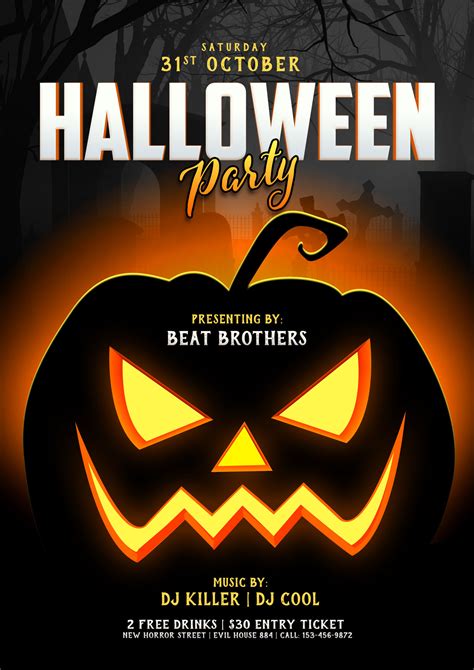 Free Halloween Party Nightclub Poster Flyer Design