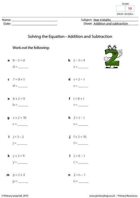 primaryleapcouk solving  equation addition  substraction