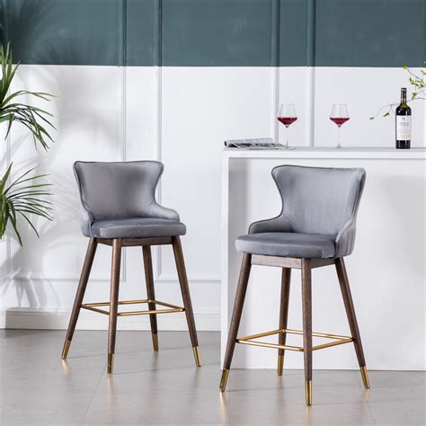 leland fabric upholstered wingback bar stools set   gray walmartcom