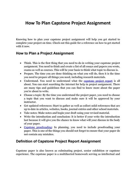 tips  planning  capstone project assignment  capstonepaper issuu