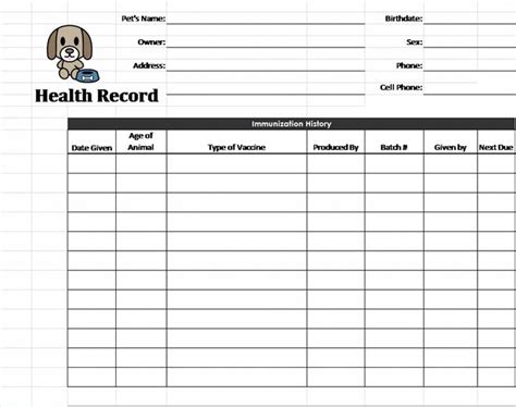 pet health record printable template business psd excel word