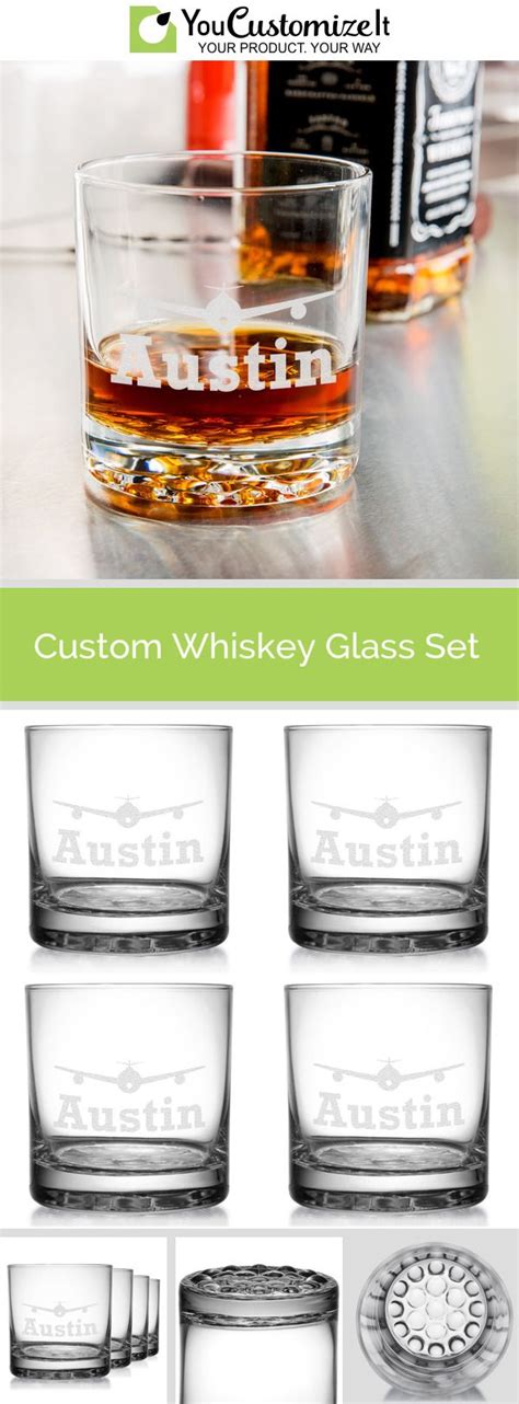 airplane theme whiskey glasses set of 4 personalized whiskey