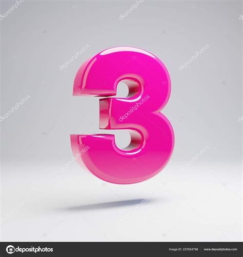volumetric glossy pink number isolated white background rendered alphabet modern