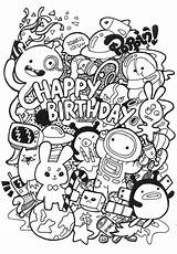 Doodle Birthday Deviantart Coloring Doodles Drawings Pages Adult Happy Printable Card Adults sketch template