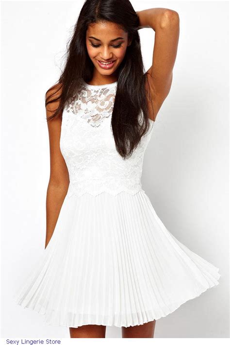 Summer Women S Dresses Pure White Lace Skater Mini With