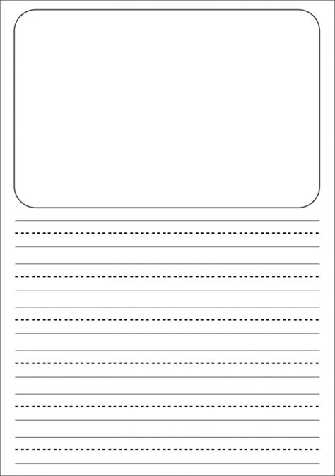 printable writing paper  picture box  primary dashed