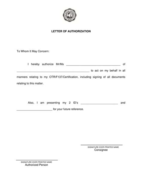 authorization letter sample  act  behalf  process documents