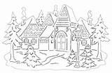 Coloring Winter Pages Landscape Nature sketch template