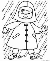 Coloring Spring Rain Pages Playing Girl Print Printable Kids sketch template