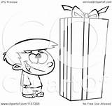 Box Standing Boy Clipart Gift Christmas Large Coloring Toonaday Cartoon Outlined Vector Ron Leishman 2021 sketch template