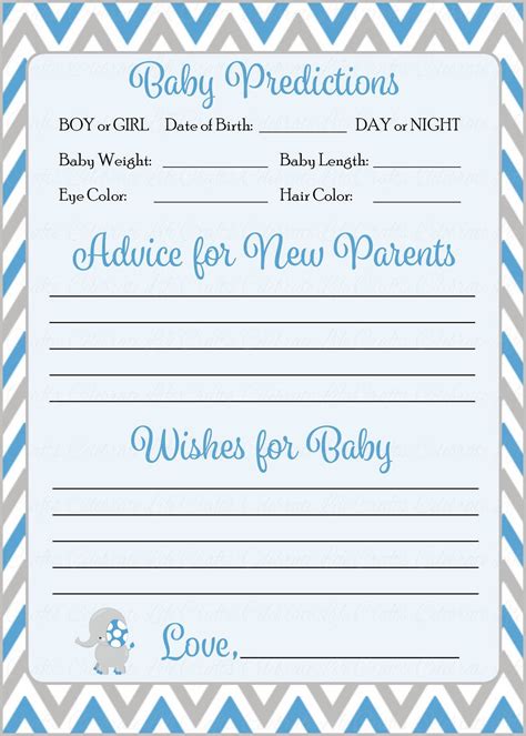 baby prediction  advice cards  printable  printable