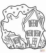Coloring Halloween Ghost Haunted Pages House Printable Houses Drawing Color Outline Scrooge Colouring Print Rider Info Graveyard Getcolorings Getdrawings Kids sketch template