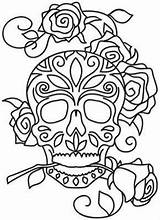 Skull Sugar Dead Stencil Coloring Pages Roses Skulls Dia Muertos Tattoo Los Embroidery Patterns Para Urbanthreads Urban Threads Template Hippie sketch template
