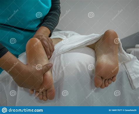 Therapist Giving Foot Massage Stock Image Image Of