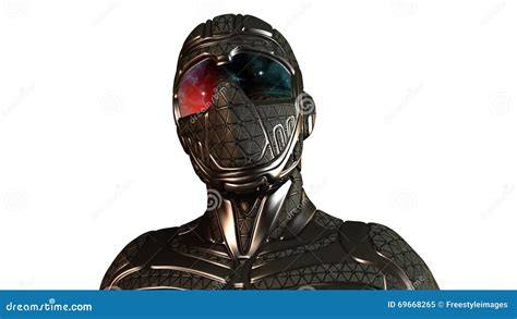 sci fi ninja futuristic warrior  mask  white stock illustration