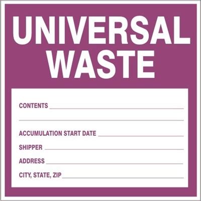 universal waste shipping label   pack hw
