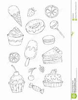 Coloring Book Sweets Desserts Illustration Bakery Vector Preview sketch template