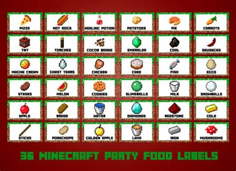 minecraft food labels minecraft food minecraft party food minecraft