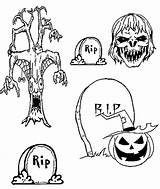 Coloring Graveyard Halloween Pages Printable Drawing Cemetery Scary Kids 07kb Getdrawings These sketch template
