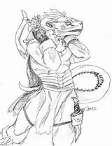Argonian Thief Dragonborn Sketch sketch template
