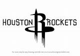 Rockets Houston Logo Draw Drawing Nba Step sketch template