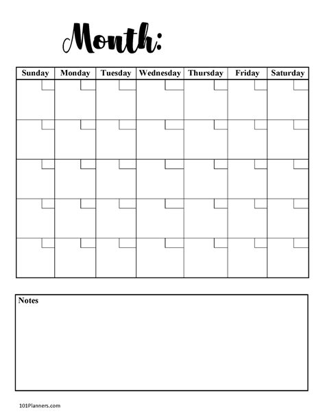 blank calendar templates word excel    month