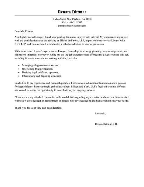law cover letter examples livecareer