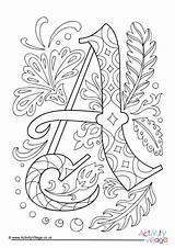 Letter Illuminated Colouring Pages Coloring Letters Alphabet Printable Adult Choose Board Activityvillage Drawings Village Activity Explore sketch template