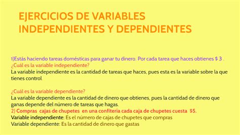 Ejercicios De Variables Independientes Y Variables Dependientes By