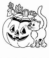 Halloween Coloring Pages Cat Pumpkin Kids Fun sketch template