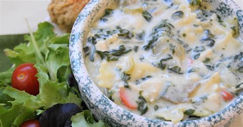 the kitchen is my playground creamy chicken noodle soup with brie spinach and artichokes {crazy