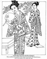 Coloring Pages Japanese Kimono Book Adult Dibujos Designs Japan Printable Colouring Dover Para People Books Colorear Beautiful Vintage Kimonos Laminas sketch template