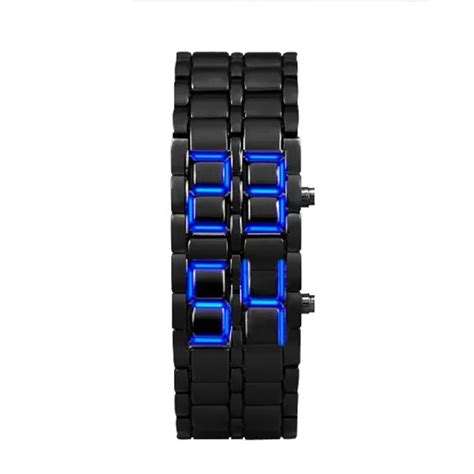 lava stijl zwarte horloge mannen armband led japanse geinspireerd horloge volledige roestvrij