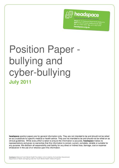 cyberbullying position paper docsity