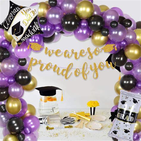 purple and gold graduation party decorations supplies 2021