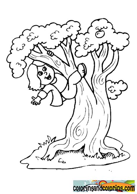 girl climb  tree coloring coloring  coloring