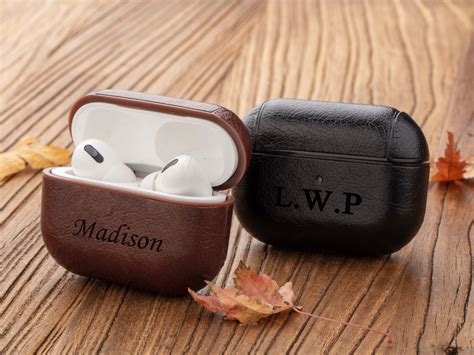 personalized leather airpod pro case cover custom airpods etsy