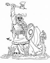 Warrior Colouring Axe Vikings Drawing Guerrier Pillage Clipart Colorier Lineart Nordique Enlighten Adulte sketch template