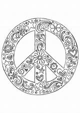 Peace Coloring Pages Hippie Printable Adult Sign Signs Adults Paix Sheets Colouring Simple Mandala Coloriage Color Template Happiness Zentangle Attractive sketch template