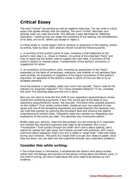 writing critical essay critical essay  word critical