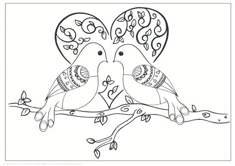 love birds colouring page arty crafty kids