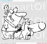 Patting Dog Cartoon Clip Outline Illustration Man His Rf Royalty Toonaday sketch template
